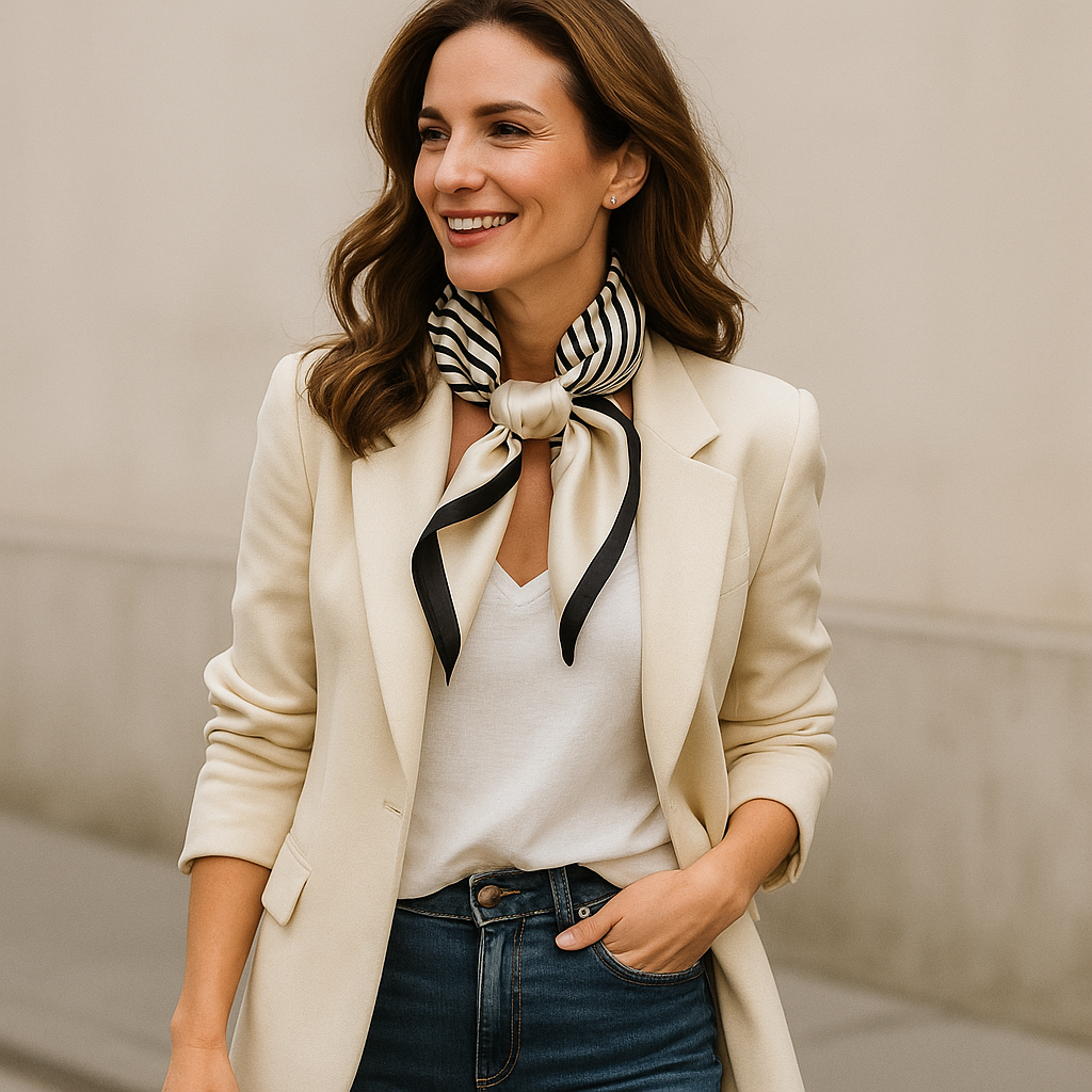 Satin Stripes Silk Scarf