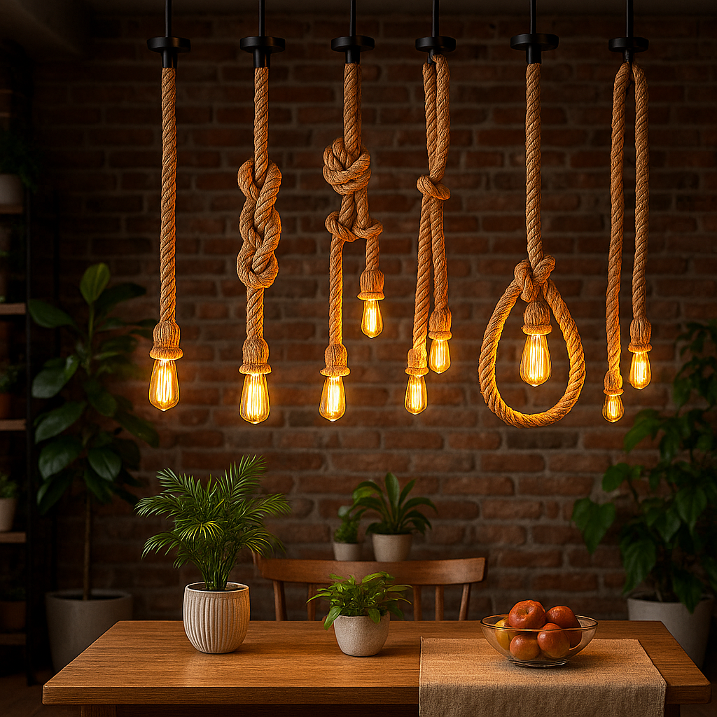 Vintage Hemp Rope Pendant Light