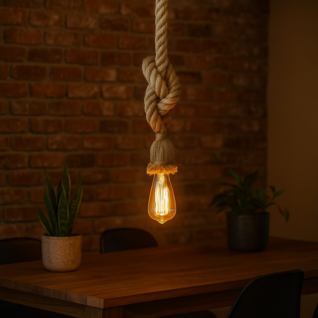 Vintage Hemp Rope Pendant Light