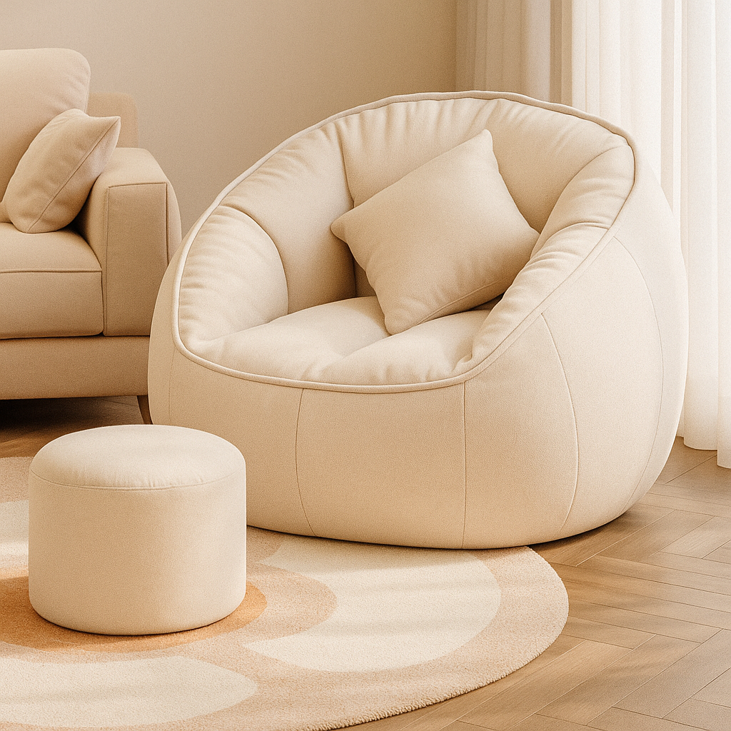 Cotton and Linen Single Pouf