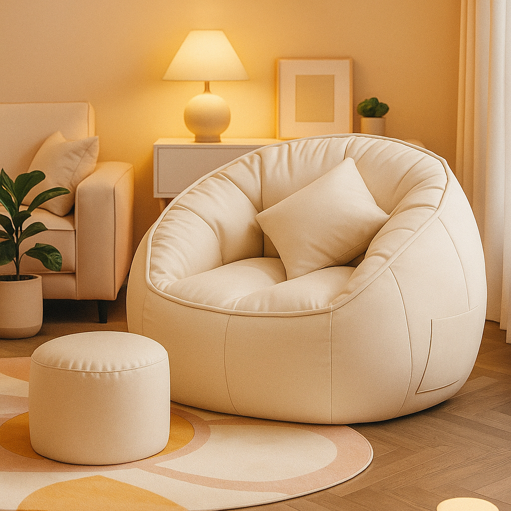 Cotton and Linen Single Pouf