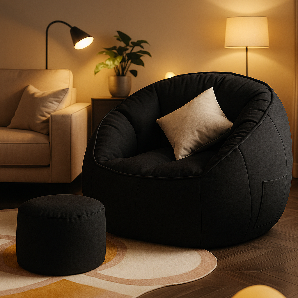 Cotton and Linen Single Pouf
