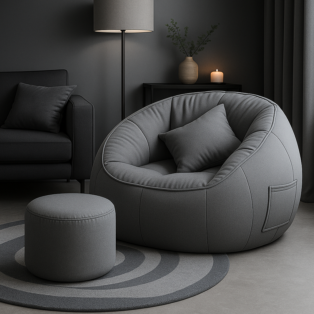 Cotton and Linen Single Pouf