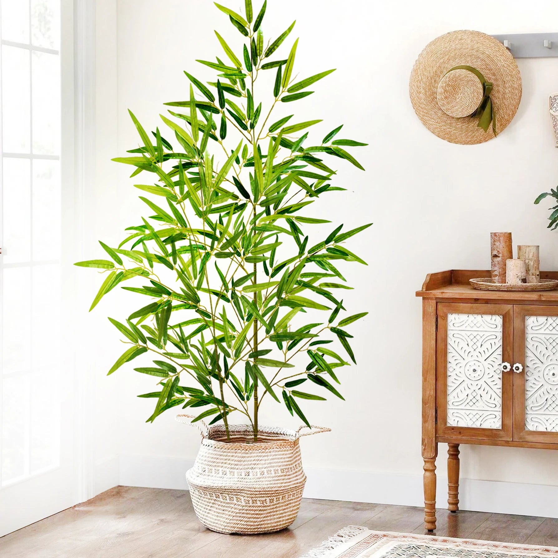 120-240cm/94.48in Artificial Green Bamboo Leaves, Fake Branch Plants, Suitable for Home,  Commercial Office Decoration