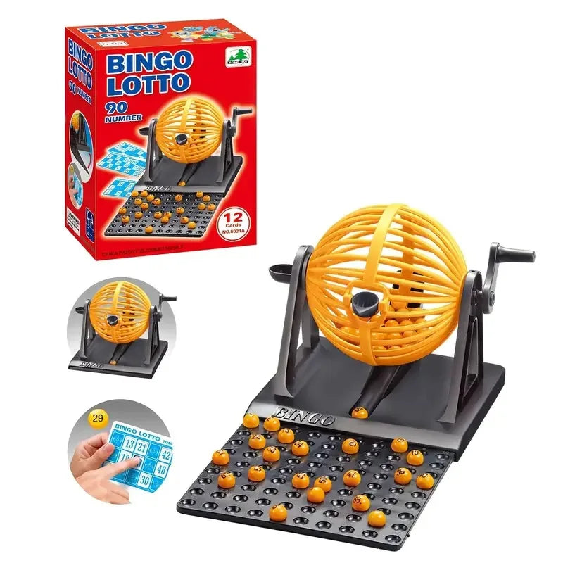 1pc Deluxe Bingo Game Set with Cage Bingo Game Set Lottery Machine Mini Chips Pretend Perfect for Family Party