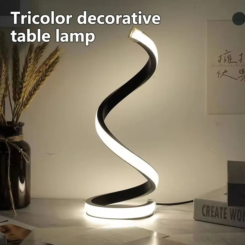 2025 new LED modern bedside lamp deformable spiral table lamp night lamp office living room bedroom decoration night lamp