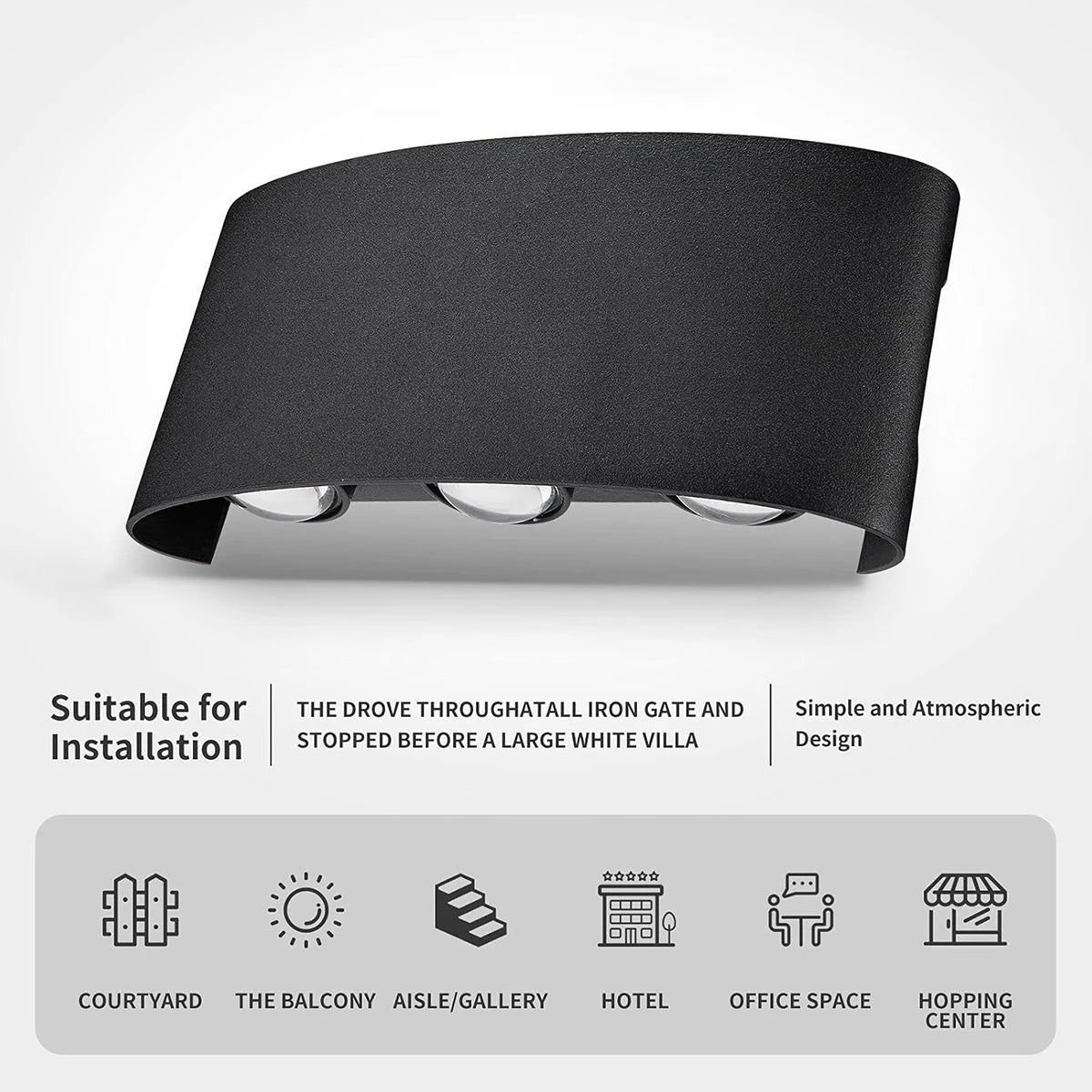Wall Lamp 2w 4w 6w 8w Modern Black Aluminum Outdoor Waterproof Light Lamps Warm White Indoor Up Down Led White Sconce Cool White