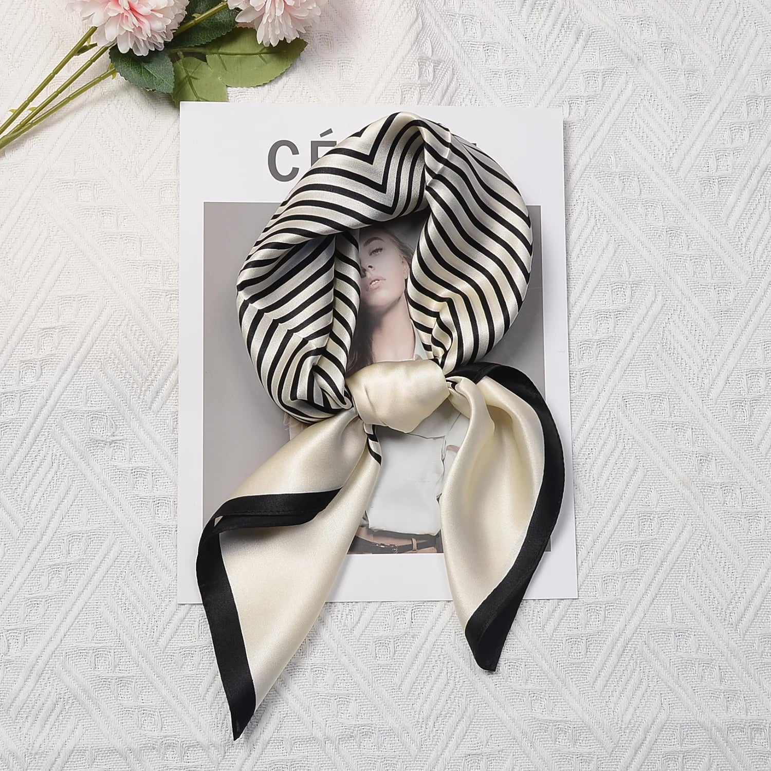 Satin Stripes Silk Scarf