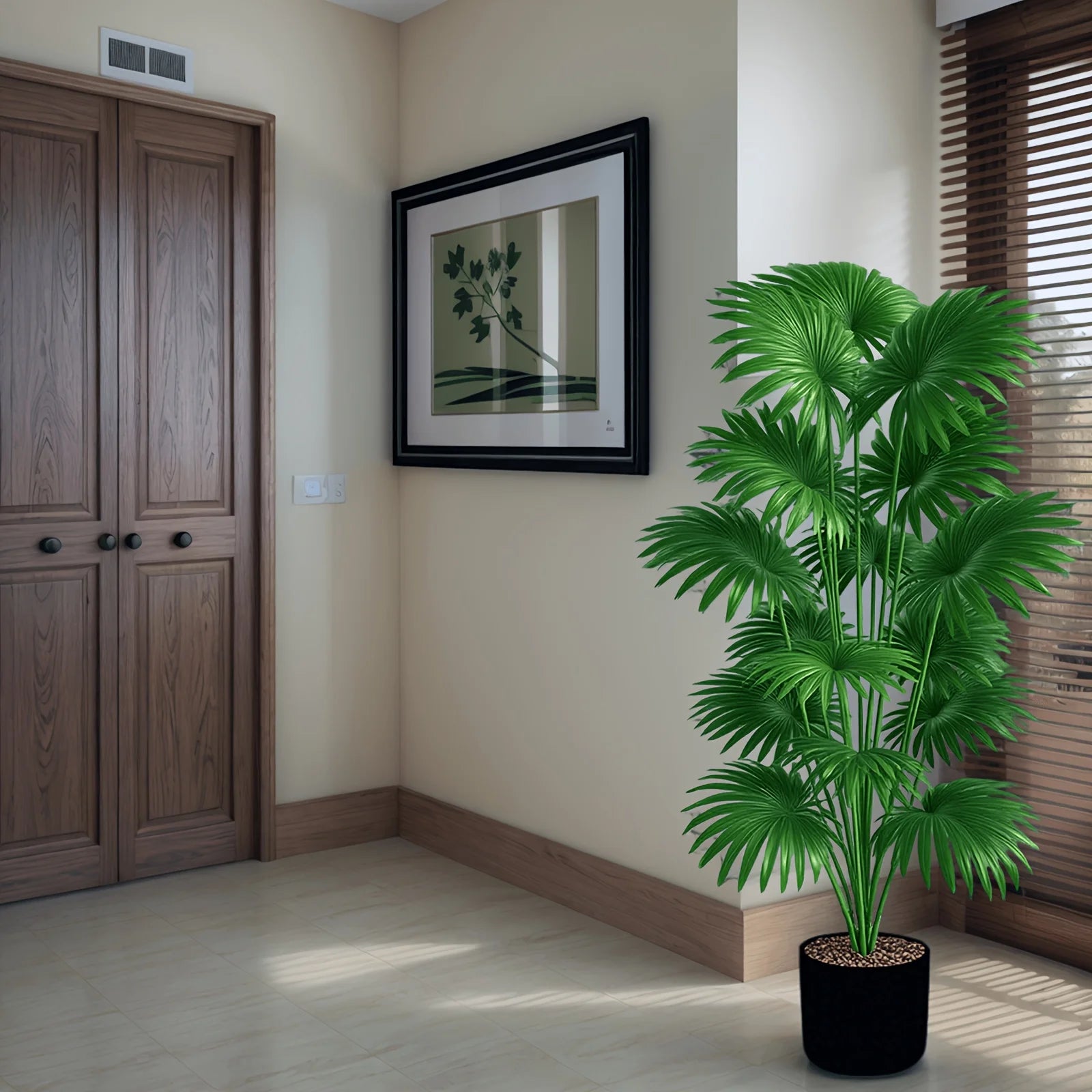 43.30 inches tall artificial palm tree - large fake tropical plant suitable for indoor outdoor decoration without pot