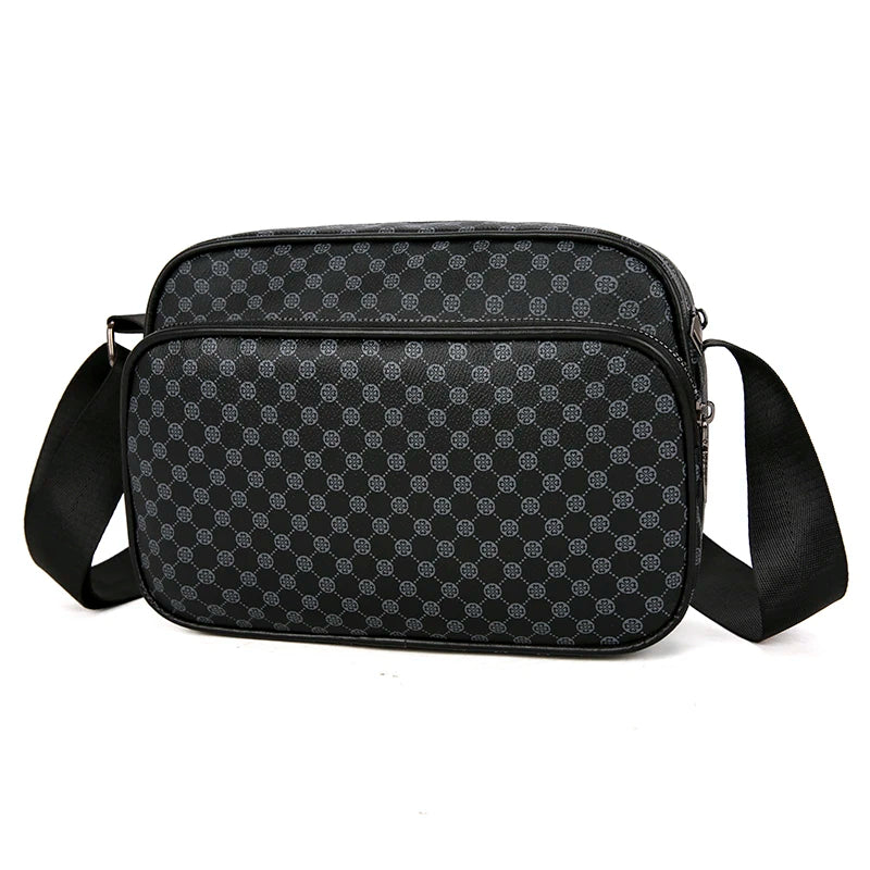 Casual Lightweight Business Shoulder Bags for Men PU Leather Messenger Bag Comfortable Wide Strap Crossbody Bags Designer Male