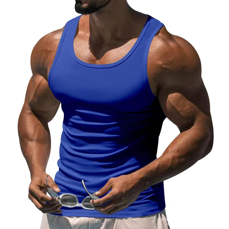 Men's Tight Vest Casual Sports Tank Tops Middle-aged Sleeveless Basic Tops Quick Drying Bodybuilding Vest Tees Fitness Training
