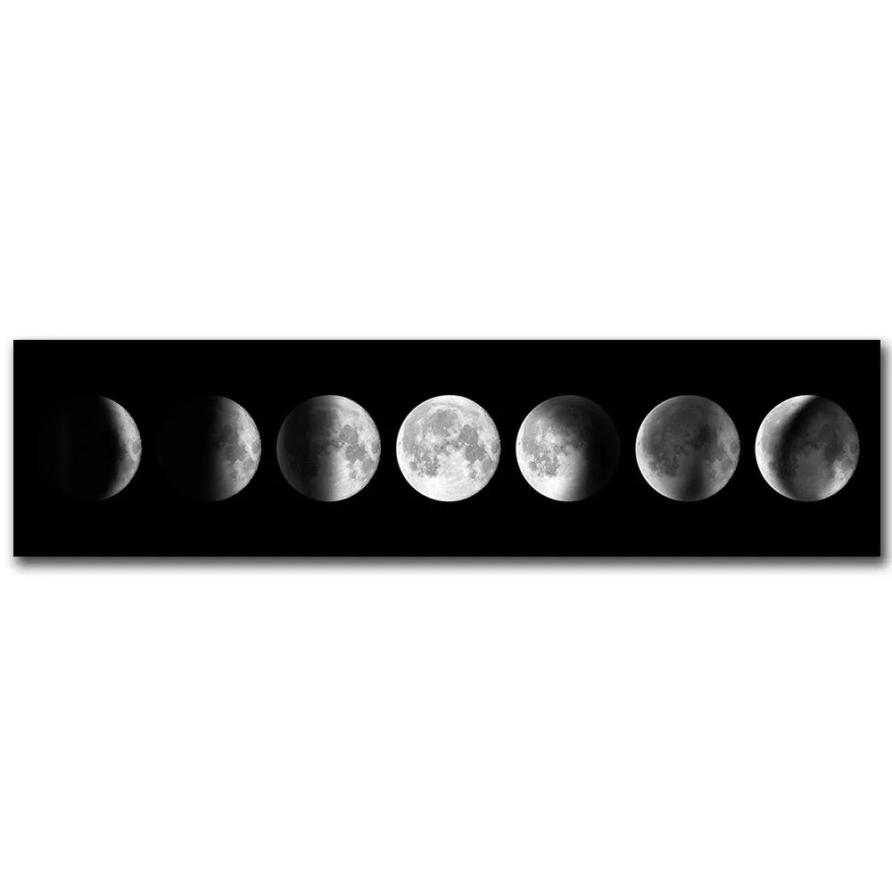 Wall Art Moon Phase Black White Posters Aesthetic Canvas Art Prints Abstract Painting Wall Picture for Living Room Home Decor