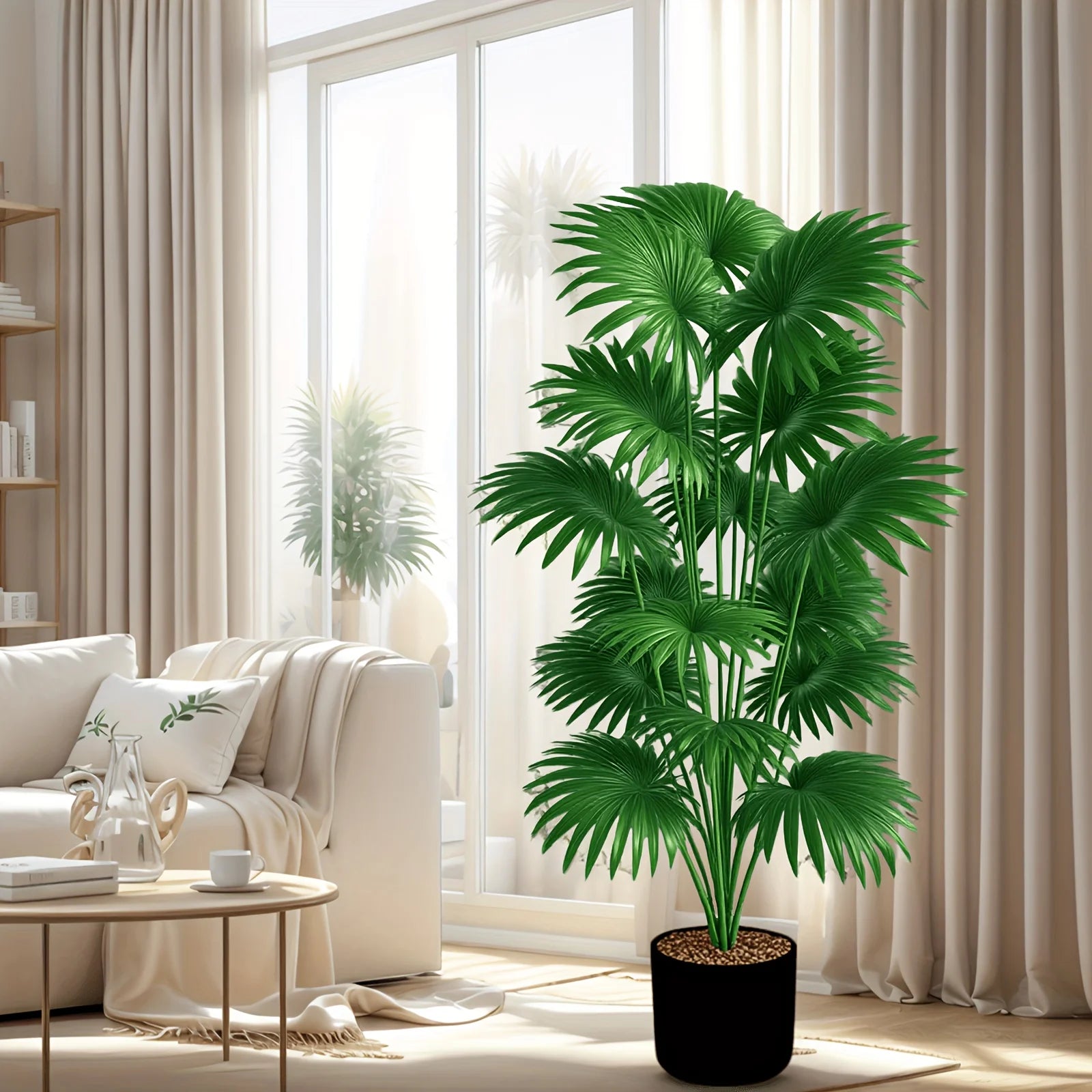 43.30 inches tall artificial palm tree - large fake tropical plant suitable for indoor outdoor decoration without pot