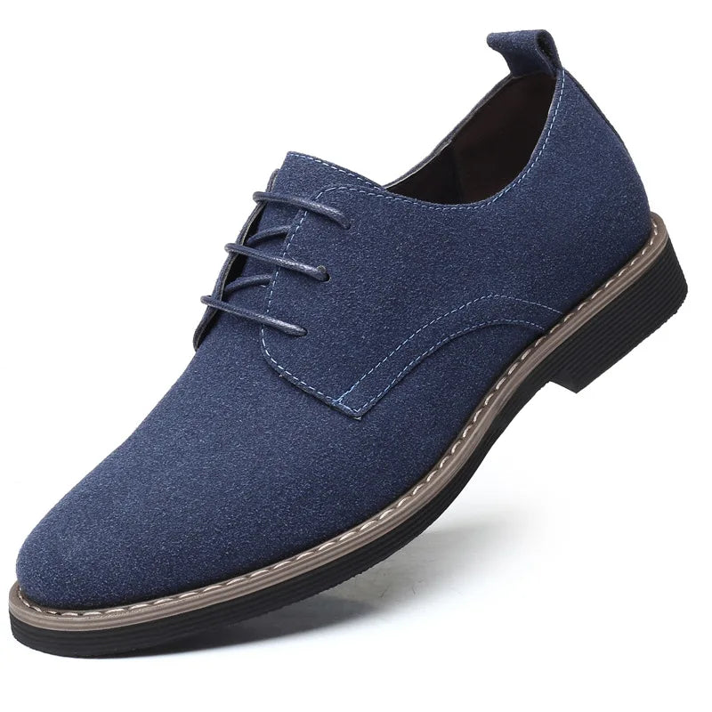 Plus Size 38-48 Men Casual Shoes Men's Suede Shoe Lace Up Blue Oxford Shoes for Men Flats Luxury Breathable Dress Shoes for Male