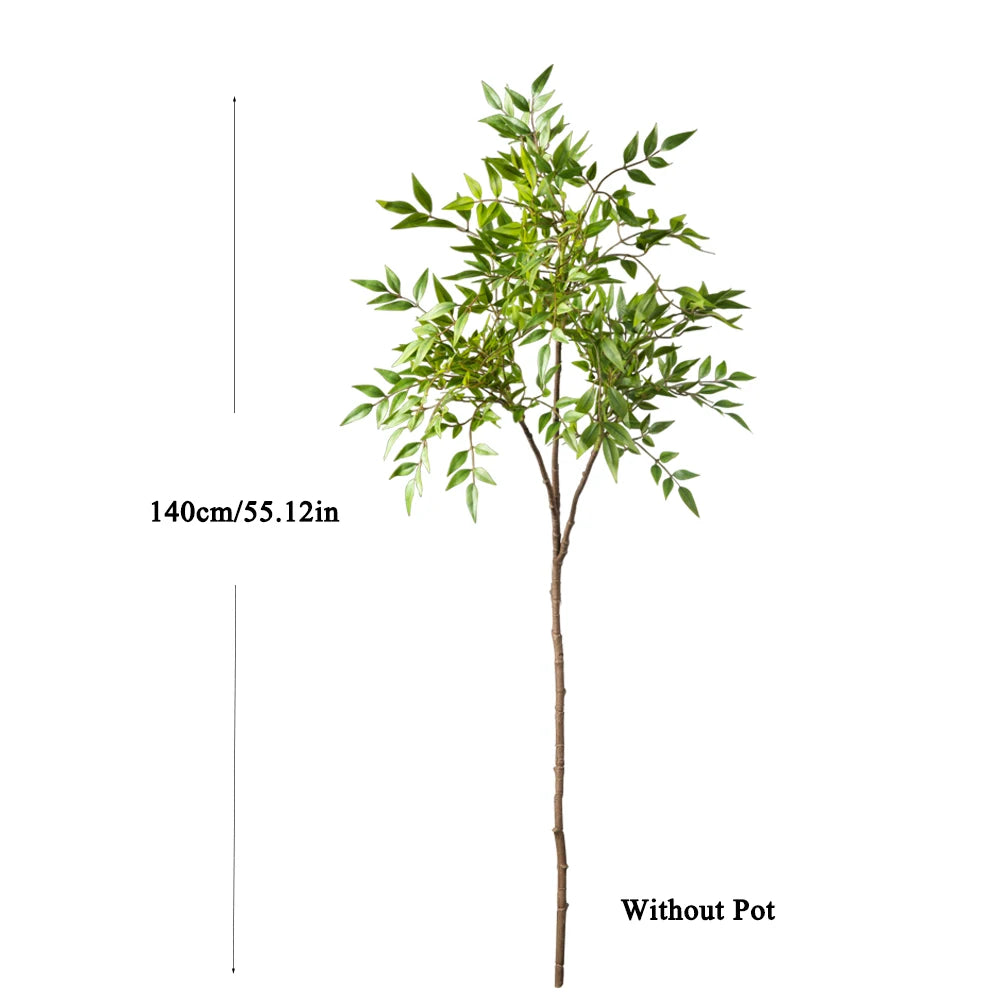 75-140cm Tall Artificial Nandina Plants Fake Tropical Palm Branches Plastic Green Bamboo Leaves For Home Garden Office Decor