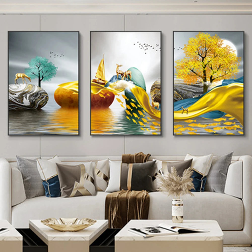 Golden Aurora – Abstract Wall Art Trilogy