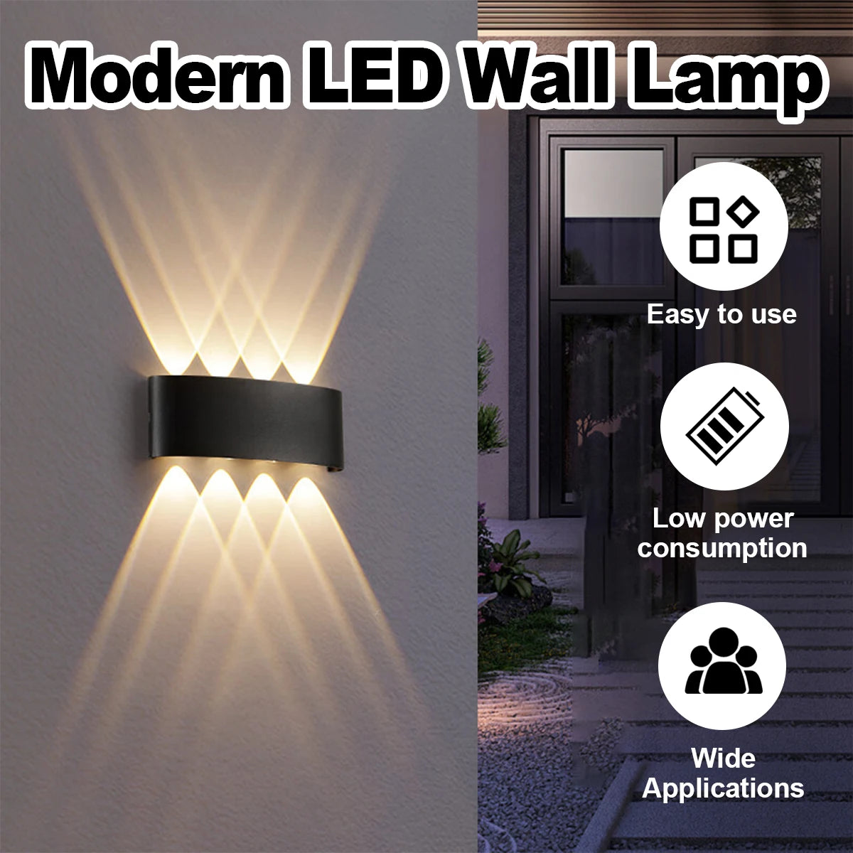 Wall Lamp 2w 4w 6w 8w Modern Black Aluminum Outdoor Waterproof Light Lamps Warm White Indoor Up Down Led White Sconce Cool White