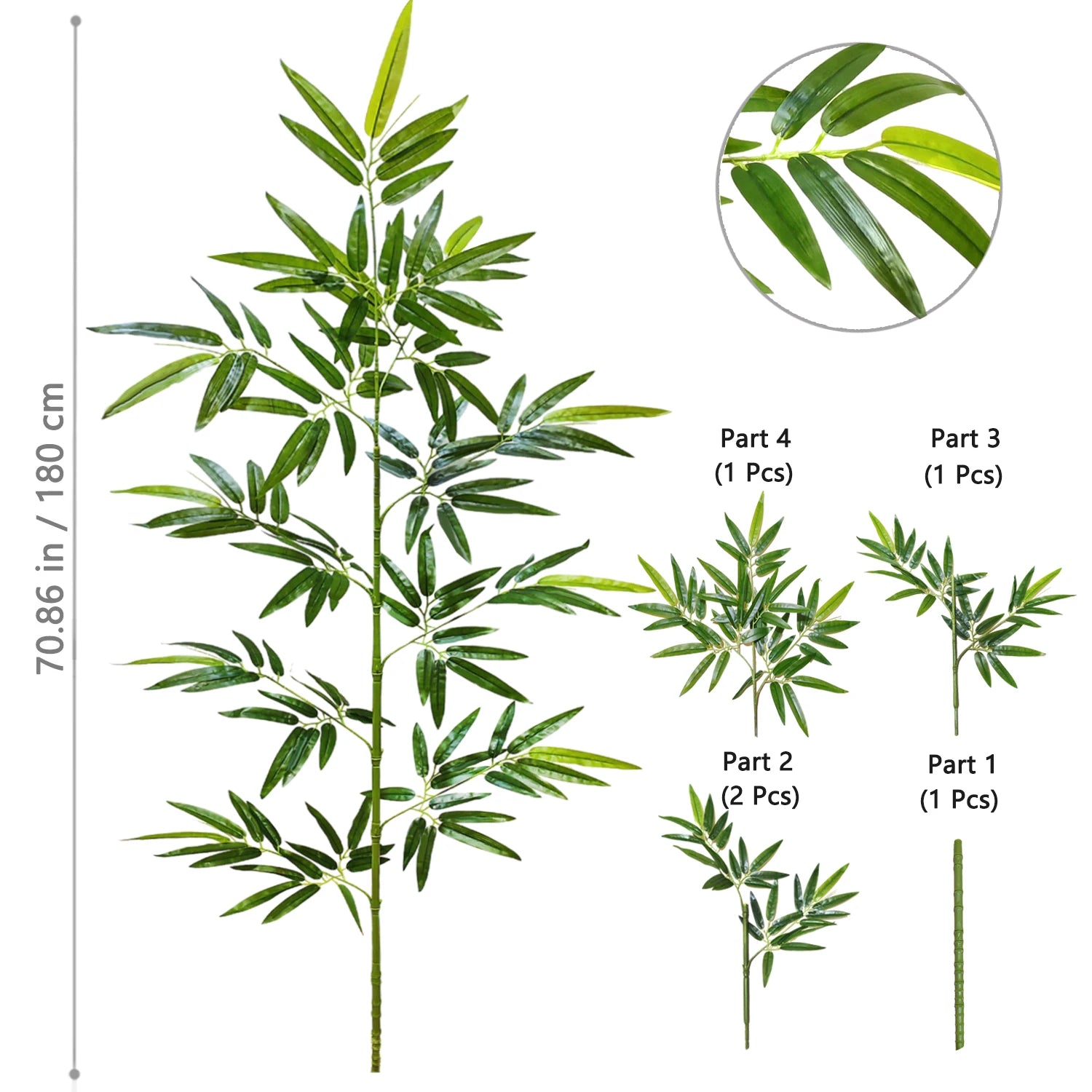 120-240cm/94.48in Artificial Green Bamboo Leaves, Fake Branch Plants, Suitable for Home,  Commercial Office Decoration