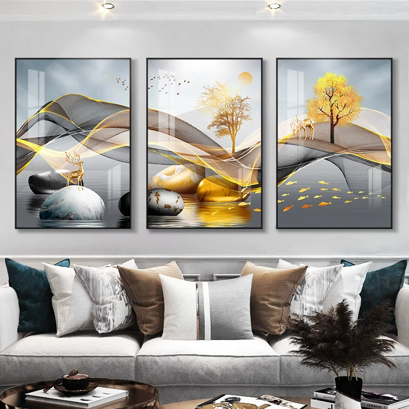 Golden Aurora – Abstract Wall Art Trilogy