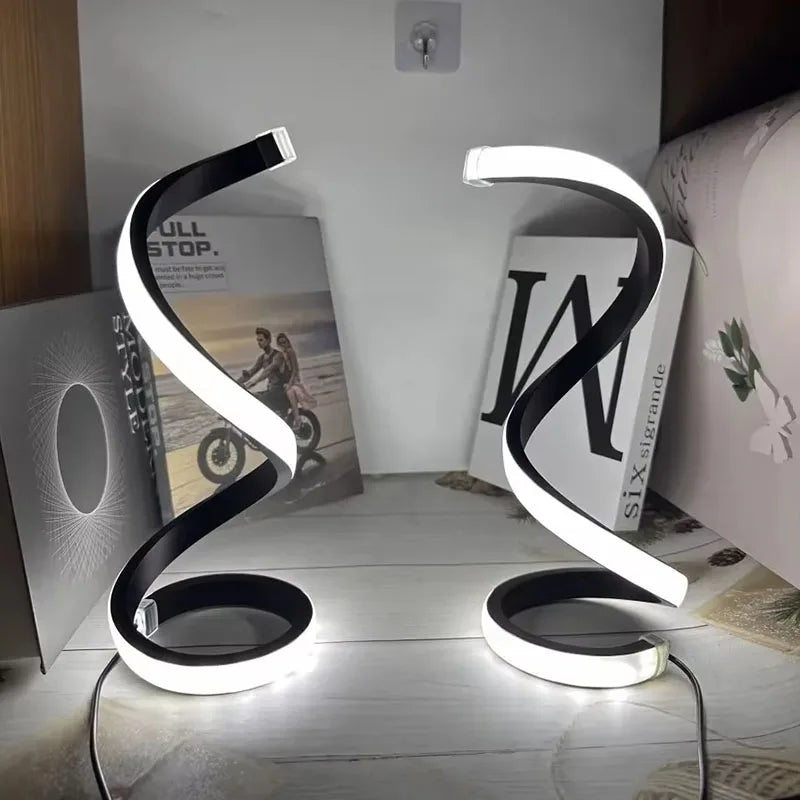 2025 new LED modern bedside lamp deformable spiral table lamp night lamp office living room bedroom decoration night lamp