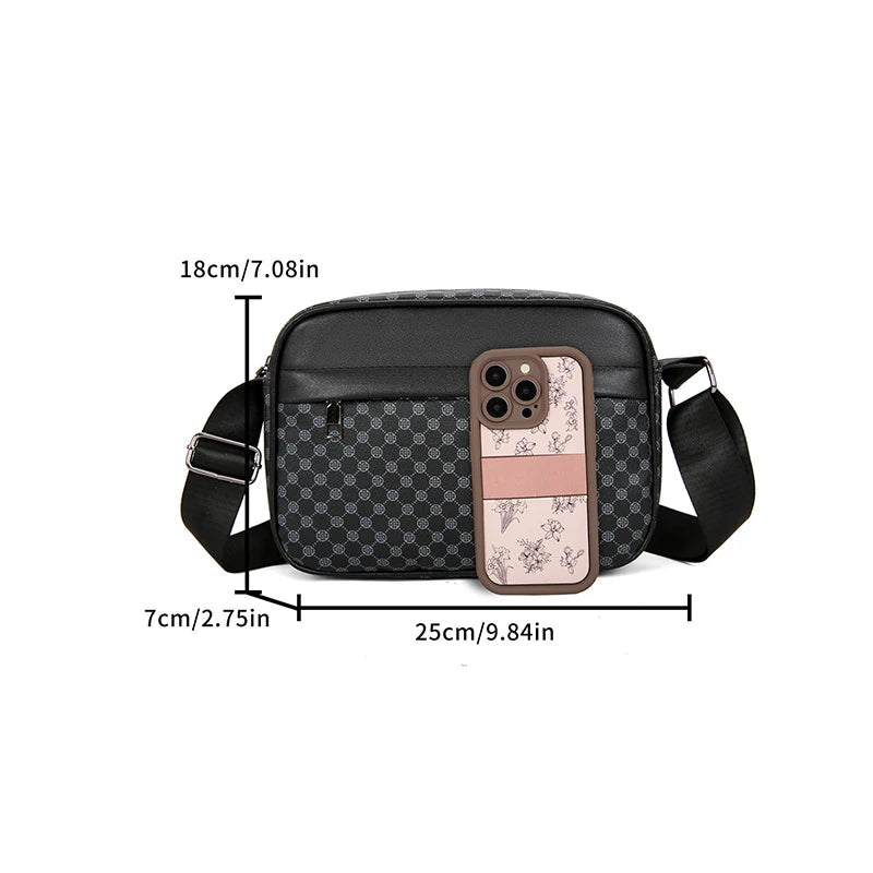 Casual Lightweight Business Shoulder Bags for Men PU Leather Messenger Bag Comfortable Wide Strap Crossbody Bags Designer Male