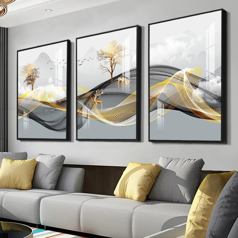 Golden Aurora – Abstract Wall Art Trilogy