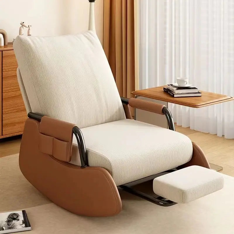Foldable Rocking Chair Backrest Armrest Sofa Bed Balcony Home Leisure Chair Single Bedroom Living Room Leisure Lazy Sofa Bed