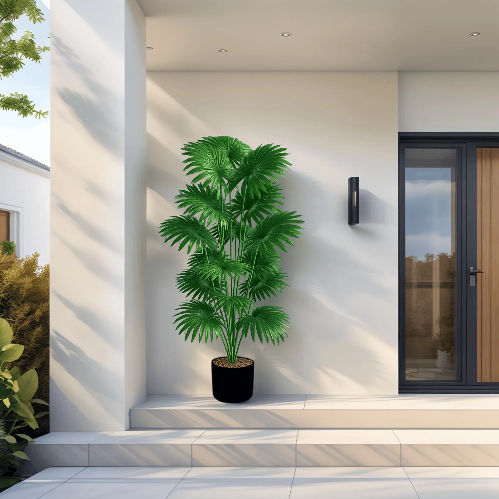 43.30 inches tall artificial palm tree - large fake tropical plant suitable for indoor outdoor decoration without pot