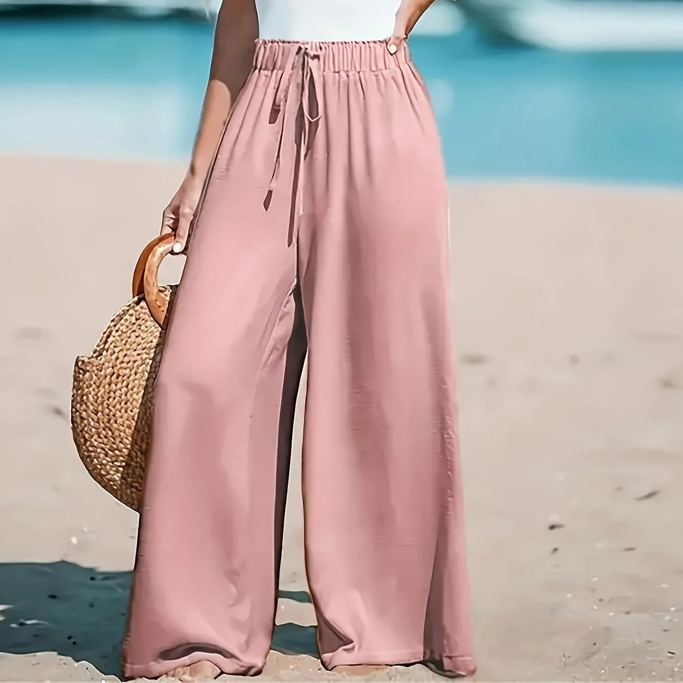 Wide Leg Casual Drawstring Pants