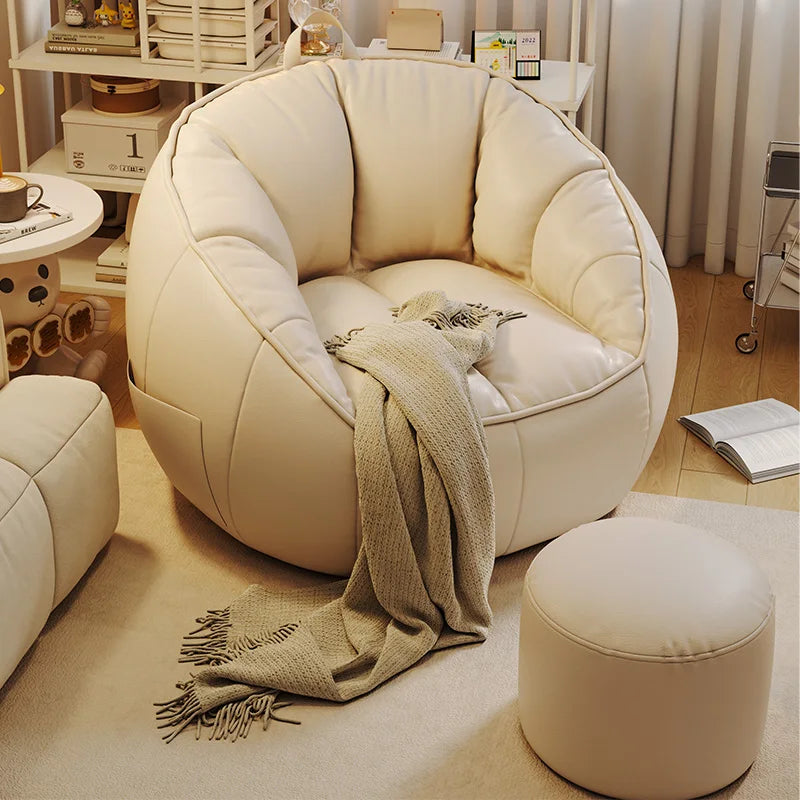 Cotton and Linen Single Pouf
