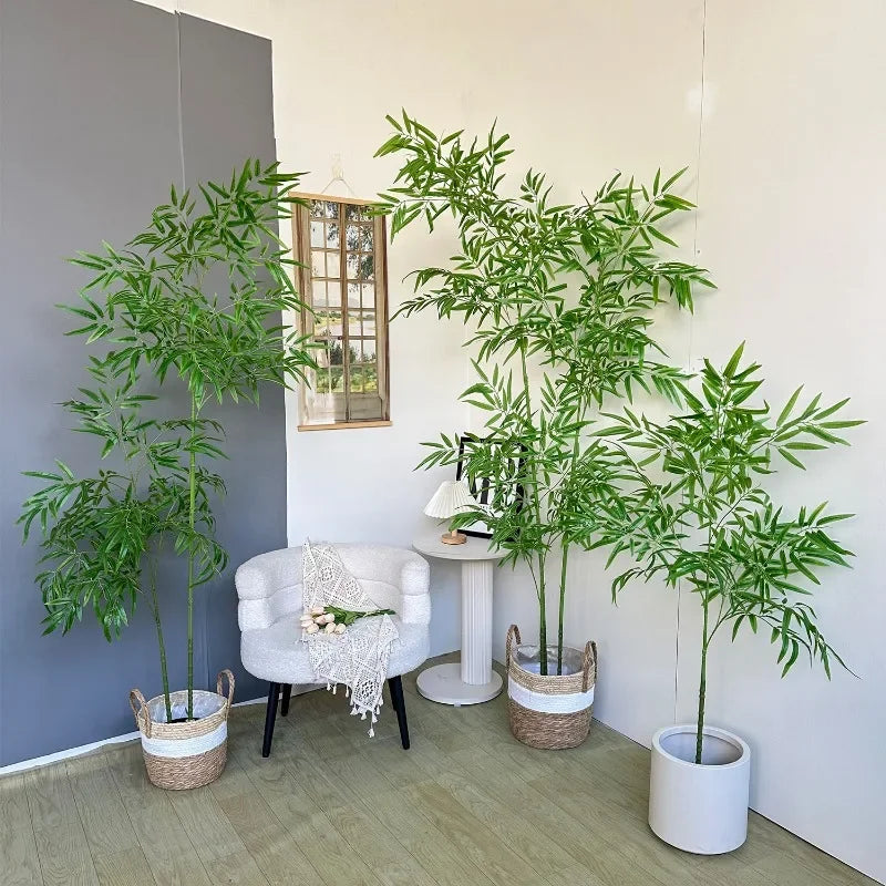 Artificial Bamboo Large Green Bamboo 1.4 M To 2.3 M Bamboo Home Floor Potted Fake Green Plant Hotel Garden Room Decoration
