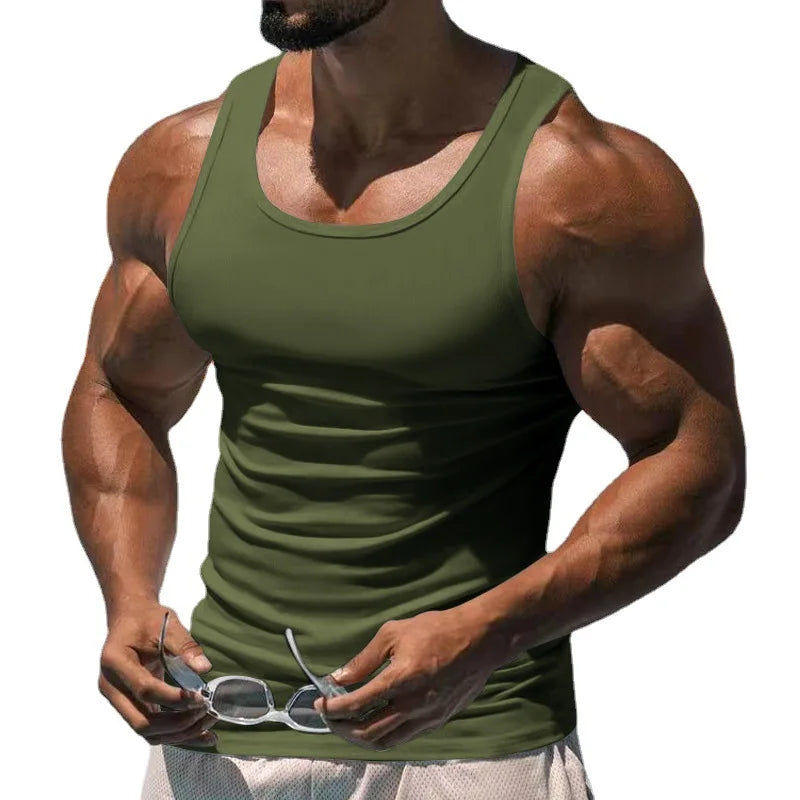 Men's Tight Vest Casual Sports Tank Tops Middle-aged Sleeveless Basic Tops Quick Drying Bodybuilding Vest Tees Fitness Training