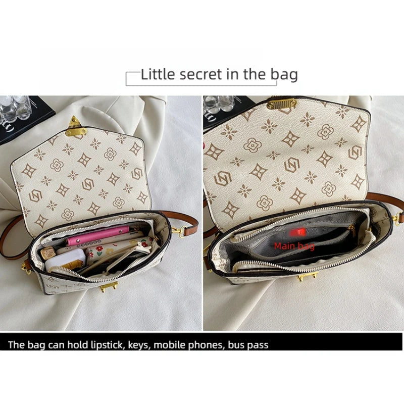 2025New  Fashion Luxury Women's Bag Horizontal Square Shoulder Bag Retro Handbag Versatile High Quality Crossbody Bag Square Bag