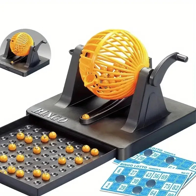 1pc Deluxe Bingo Game Set with Cage Bingo Game Set Lottery Machine Mini Chips Pretend Perfect for Family Party