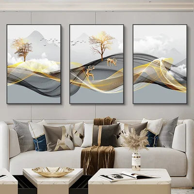 Golden Aurora – Abstract Wall Art Trilogy