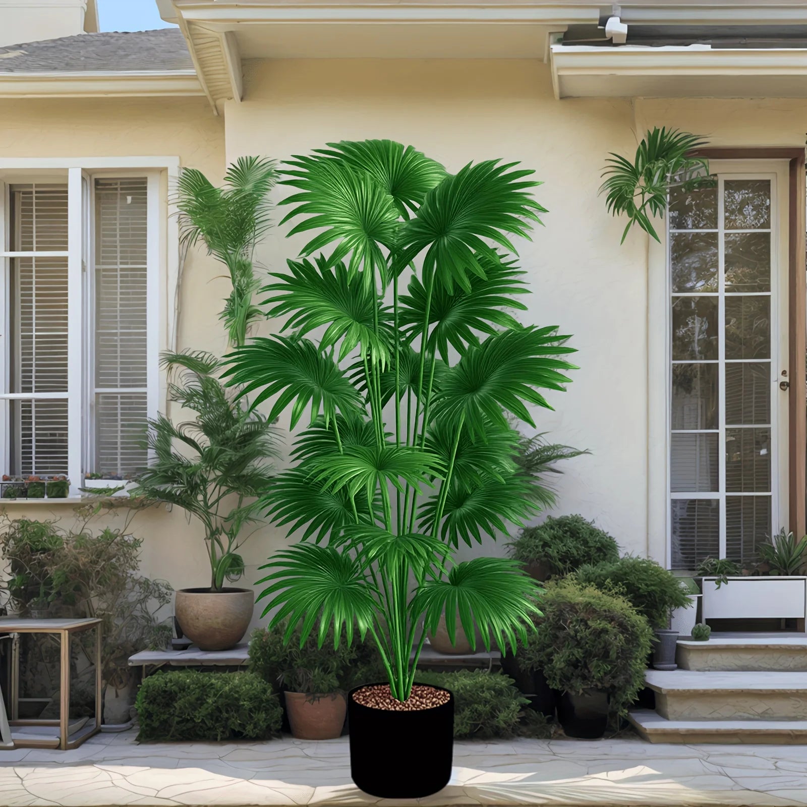 43.30 inches tall artificial palm tree - large fake tropical plant suitable for indoor outdoor decoration without pot