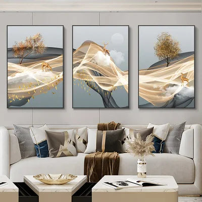 Golden Aurora – Abstract Wall Art Trilogy