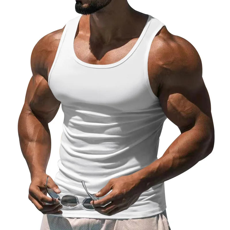 Men's Tight Vest Casual Sports Tank Tops Middle-aged Sleeveless Basic Tops Quick Drying Bodybuilding Vest Tees Fitness Training