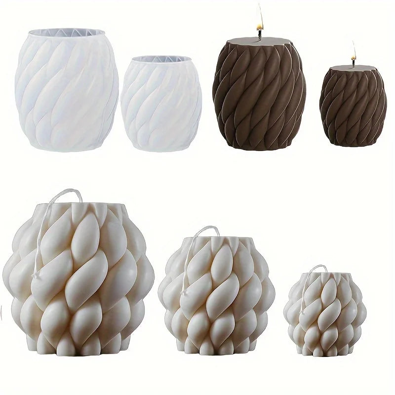 1pc Geometric Wave Twisted Candle Molds Abstract Art Decoration Wave Striped Columns Modern Candles Aroma Wax Silicone Molds