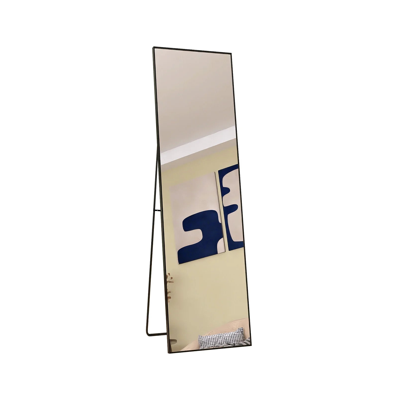 Anajqaqia Tempered Glass Floor Mirror 140x40cm Black