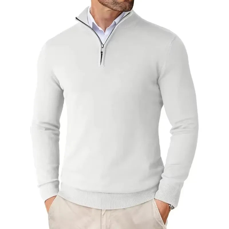 Men's Quarter Zip Up Sweaters Slim Fit Lightweight Pullover Outdoor Mock Neck Tops Half Turtleneck Knitted Streetwear