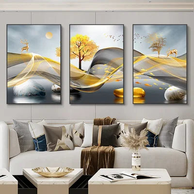 Golden Aurora – Abstract Wall Art Trilogy