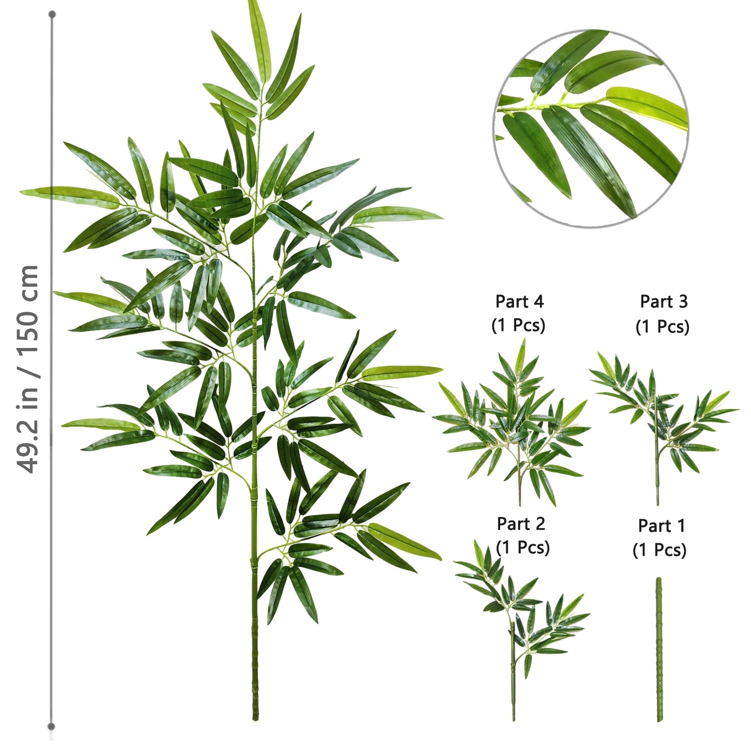 120-240cm/94.48in Artificial Green Bamboo Leaves, Fake Branch Plants, Suitable for Home,  Commercial Office Decoration