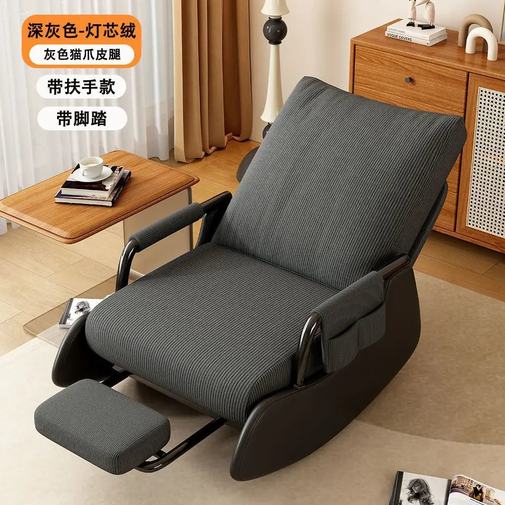 Foldable Rocking Chair Backrest Armrest Sofa Bed Balcony Home Leisure Chair Single Bedroom Living Room Leisure Lazy Sofa Bed