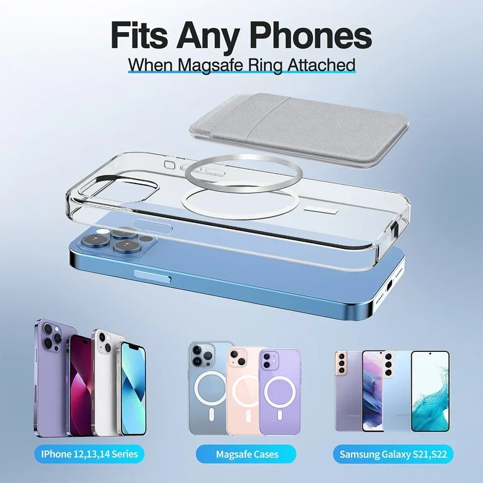 Phone Wallet Card Holder Elastic Lycra Magsafe Cardholder Compatible Magentic Wallets for IPhone 16 15 Pro Max Samsung Android