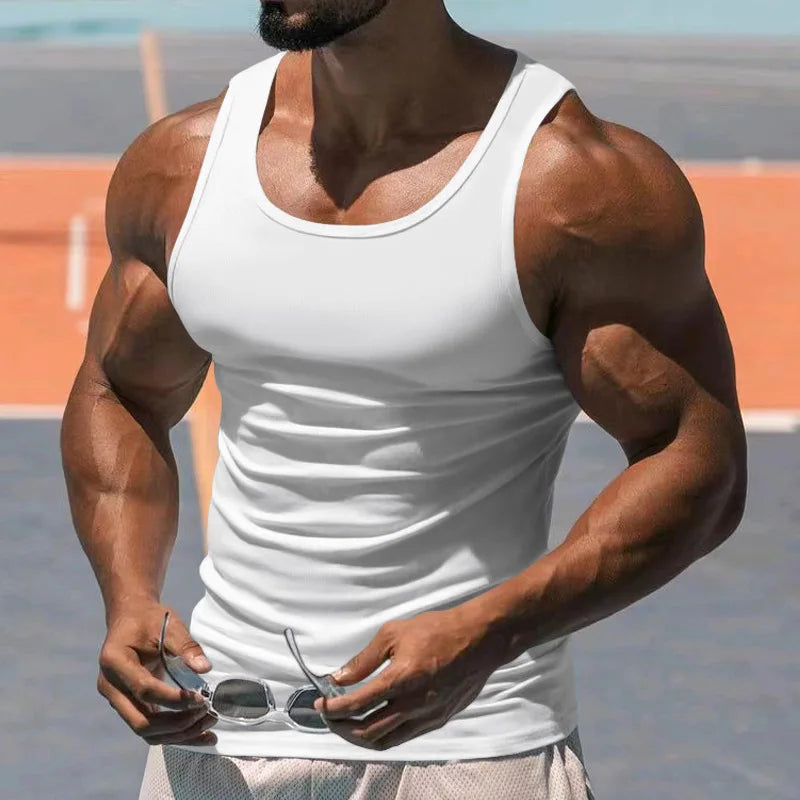 Men's Tight Vest Casual Sports Tank Tops Middle-aged Sleeveless Basic Tops Quick Drying Bodybuilding Vest Tees Fitness Training