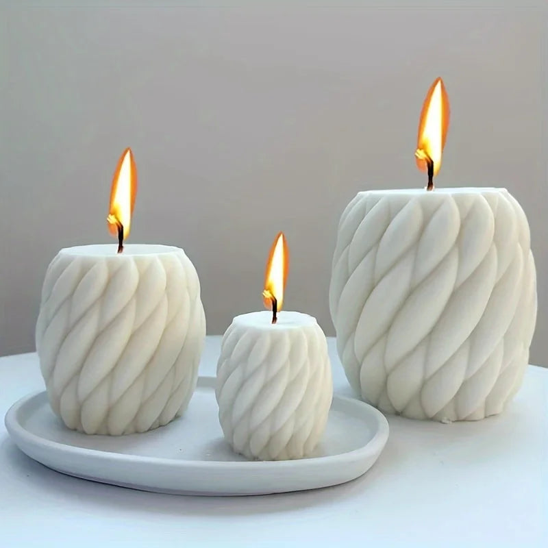 1pc Geometric Wave Twisted Candle Molds Abstract Art Decoration Wave Striped Columns Modern Candles Aroma Wax Silicone Molds