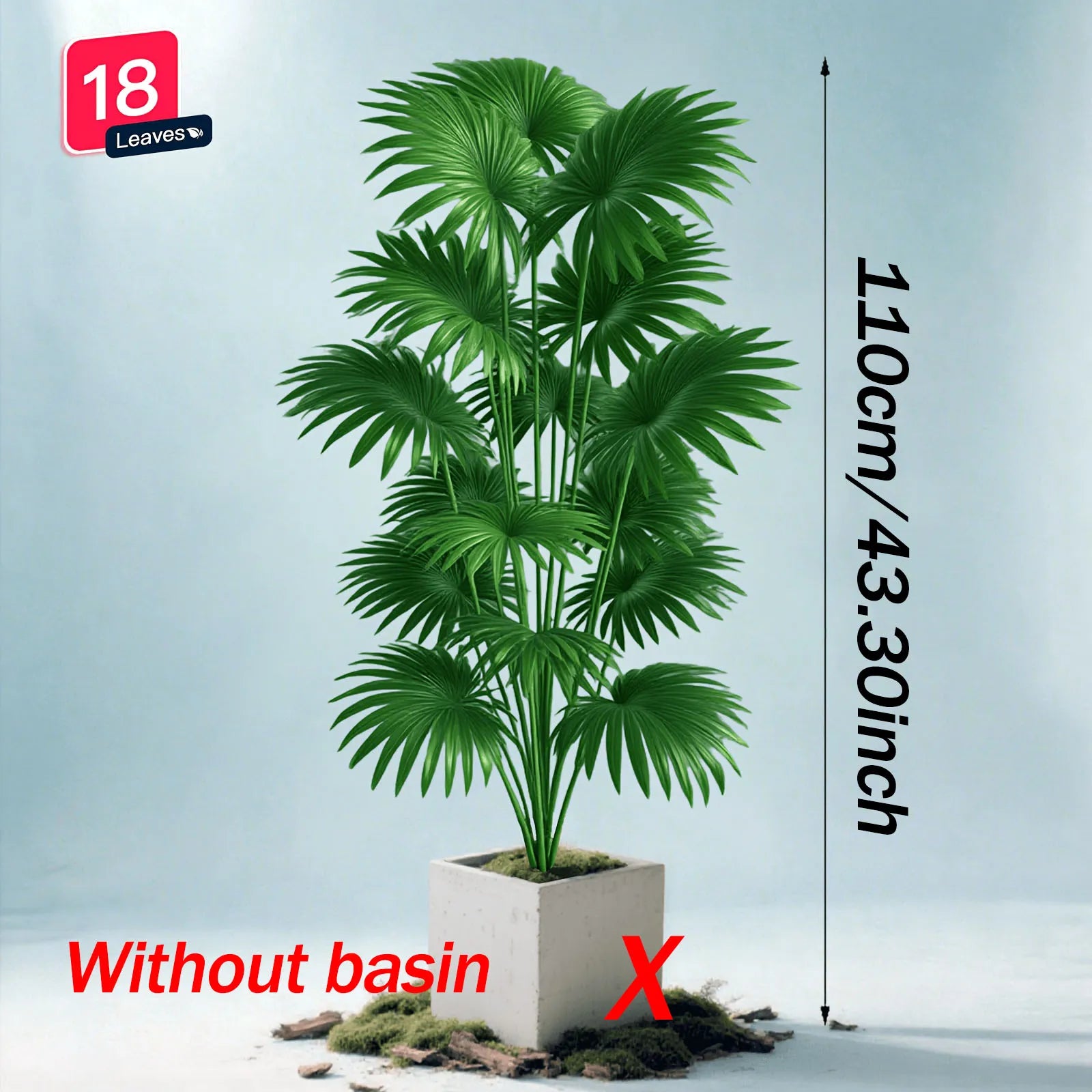 43.30 inches tall artificial palm tree - large fake tropical plant suitable for indoor outdoor decoration without pot