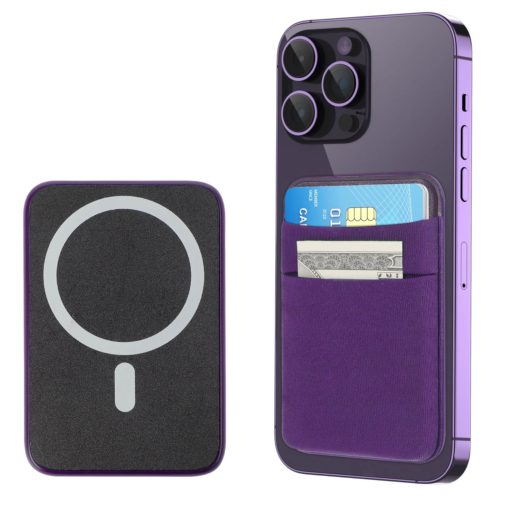 Phone Wallet Card Holder Elastic Lycra Magsafe Cardholder Compatible Magentic Wallets for IPhone 16 15 Pro Max Samsung Android