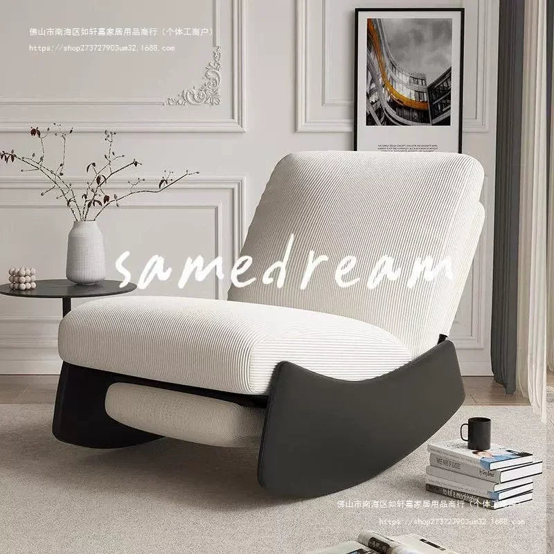 Foldable Rocking Chair Backrest Armrest Sofa Bed Balcony Home Leisure Chair Single Bedroom Living Room Leisure Lazy Sofa Bed